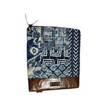 Load image into Gallery viewer, Blue Abstract Backpack Leather Straps