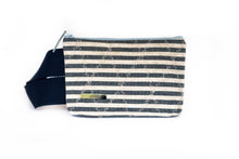 Load image into Gallery viewer, Striped Blue Flowers Wristlet