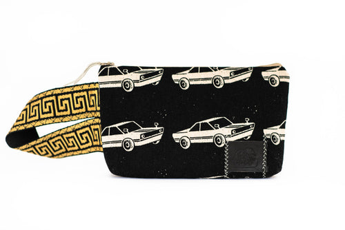 Vintage Car Black/Gold Wristlet