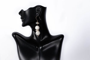 Pearl and White Glass Earrings