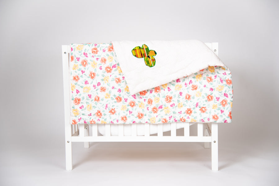 Flowers and African Butterfly - Handmade Baby/Kids Quilt