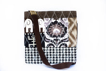 Load image into Gallery viewer, Floral and Houndstooth Bag With Brown Strap