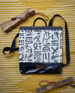 Egypt Rising Black Leather Backpack