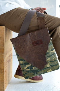 Motherland Collection Green Camo, Please - Handmade Crossbody with Leather Flap